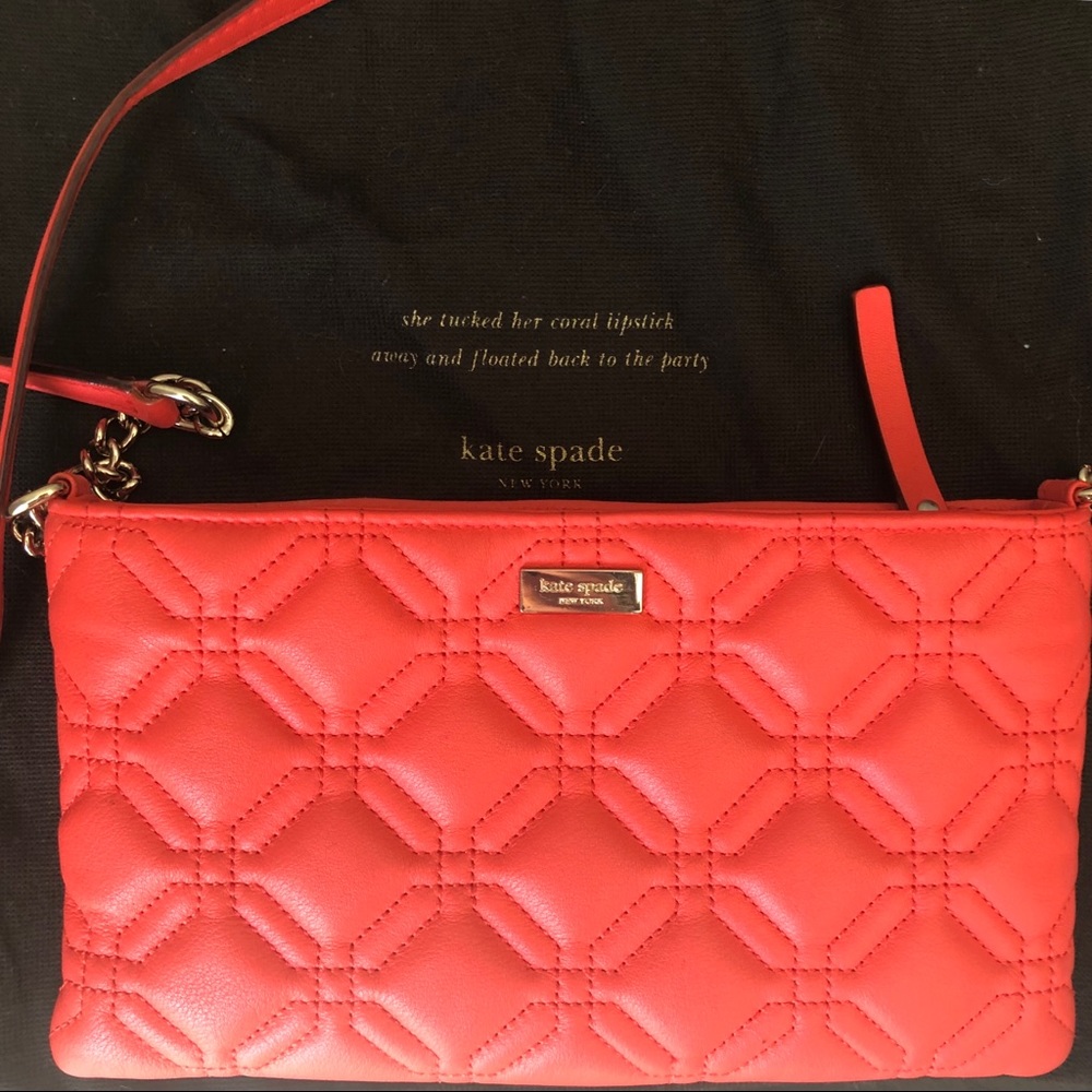 Kate Spade Astor Court Quilted Coral Crossbody Bag